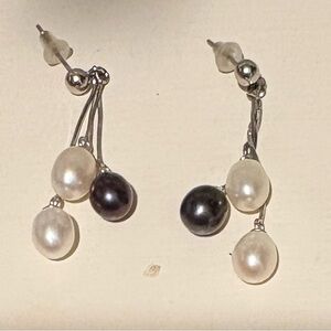 Elegant Silver and Pearl Drop Earrings